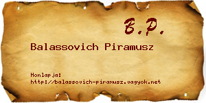 Balassovich Piramusz névjegykártya